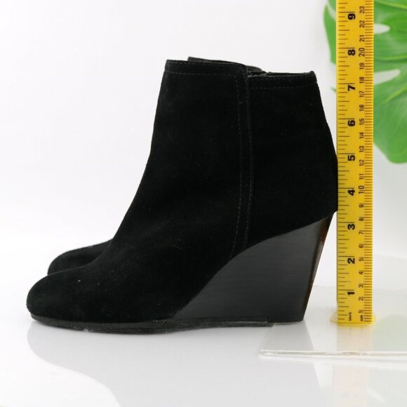 Vince Camuto Womens Zandra Boot Size 8 Black Suede Bootie Wedge Heel Elegant - Picture 7 of 12
